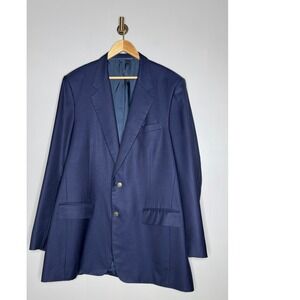 Dormeuil Royal 12 Navy Blue Wool Blazer Tailored by Steven Liao Gold Buttons